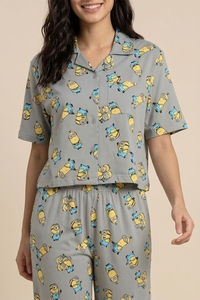 Zivame Minions Knit Cotton Loungewear Set - Ultimate Grey — thumbnail 5